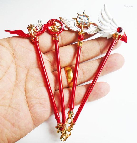 Schlüsselanhänger Card Captor Card Captor SAKURA Zauberstab Legierung Gold Schlüsselanhänger Halskette Anhänger Taschen Fob Charms Schlüsselanhänger Cosplay Schmuck