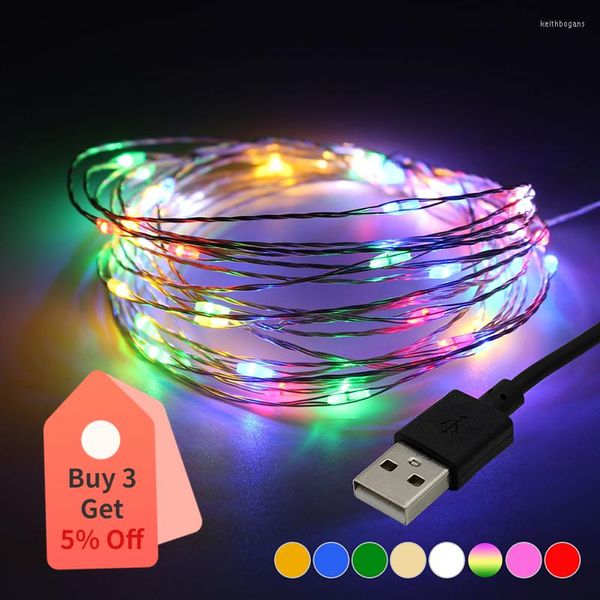 Saiten Led Lichterkette Kupferdraht Girlande String 1/2/5M Urlaub Outdoor Garten Nachtlicht für Weihnachtsbaum Hochzeit Dekore