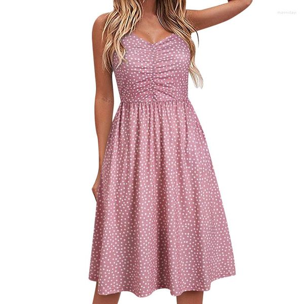 Casual Kleider Frauen Print Kleid Feminine Party Dressess Dame V-ausschnitt Mode Sexy Polka Dot Lose Böhmischen