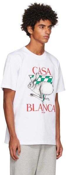 Casablanca Hawaii spiaggia Classic Fashion T shirt Uomo e Donna Coniglio Nero Bianco Stampa a quadri T-shirt versatile a maniche corte