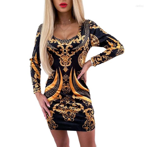 Casual Kleider Frauen Langarm Floral Bodycon Vintage Sexy Bleistift Mini Elegante Slim Fit Kleid Für Abend Party Club Tragen