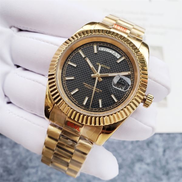 ABB_WATCHES Relógio masculino relógios mecânicos automáticos moderno relógio de pulso empresarial redondo relógio de aço inoxidável clássico com fivela dobrável dia data relógio vintage de diamante