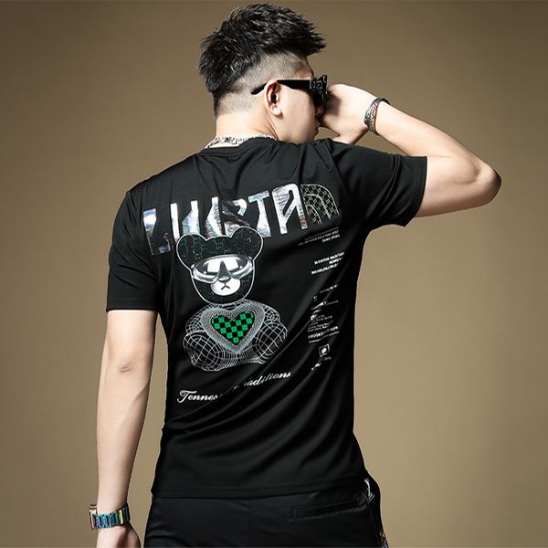 T-shirt da uomo T-shirt di marca alla moda Orso stampato Design Manica corta T-shirt Estate Nuova moda Streetwear Homme Top Abbigliamento Taglie forti 7XL