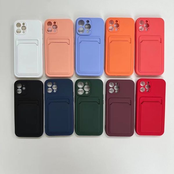 Kartenhalterhüllen für iPhone 14 13 12 11 Pro Max XR Kreditkartenfach Tasche Weiche TPU-Telefonschutzhülle mit Kameraobjektivschutz