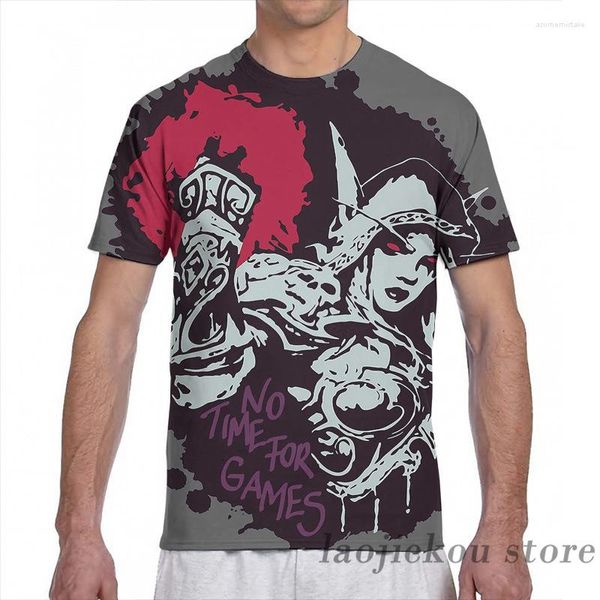 As camisetas masculinas Sylvanas não têm tempo para jogos de t-shirt masculino em toda a impressão de moda de moda de moda menina tamas camisetas de manga curta