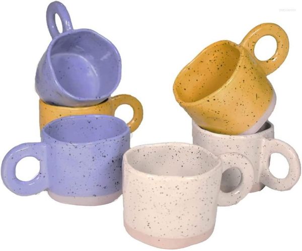 Xícaras de pirrosas caneca caneca de café canecas de cerâmica feita de fogueira com chá manchado para leite cappuccino