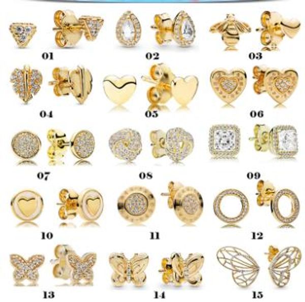 Sterling Silber 925 Anhänger für Frauen Pandora Armband Gold Love Series Ohrringe Biene Schleife Temperament Ohrringe