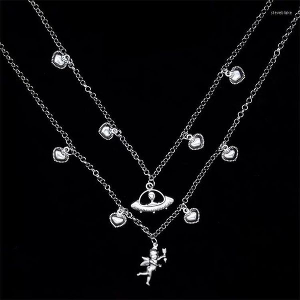 Подвесные ожерелья Retro Cupid Argere Angel Alien Collece Clabile Chabical Choker Choker Choker