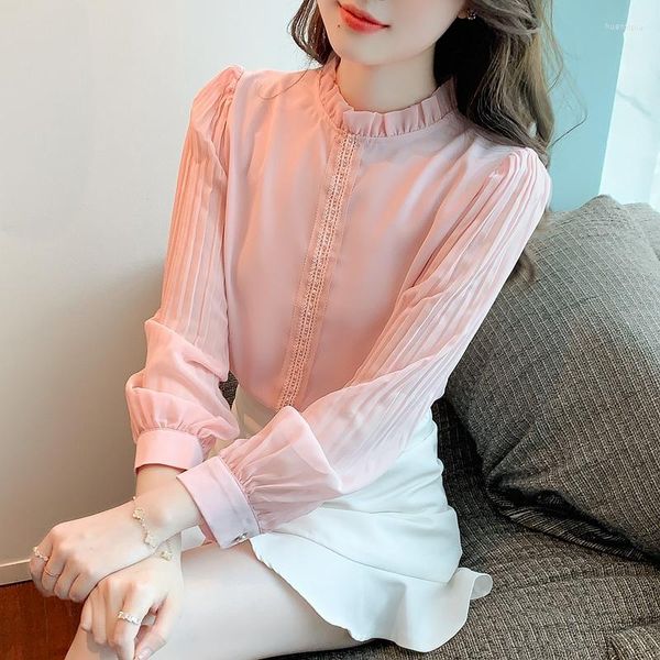 Blusas femininas chikichi francês manga de manga top rosa camisa rosa