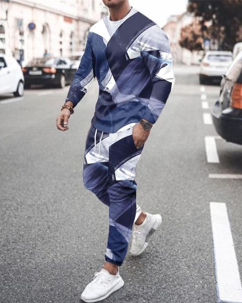 Fatos de treino masculinos de mangas compridas Trend Sweatshirts para homens impressão 3D personalidade casual camiseta terno streetwear hip hop vintage gráfico masculino
