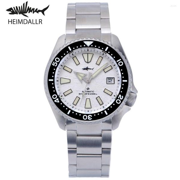 Relógios de pulso Heimdallr Skx007 Diver Watch White Dial Sapphire Material de titânio NH35 Movimento automático de 200m resistente à água