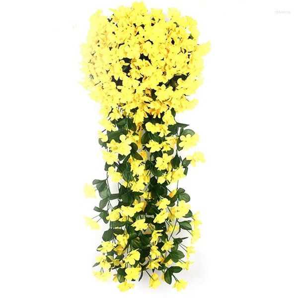 Flores decorativas Absf 5 Petals Orchid Simulação Artificial Fake Flower Wedding Party Decoration Mother Day Garden Garden Parede