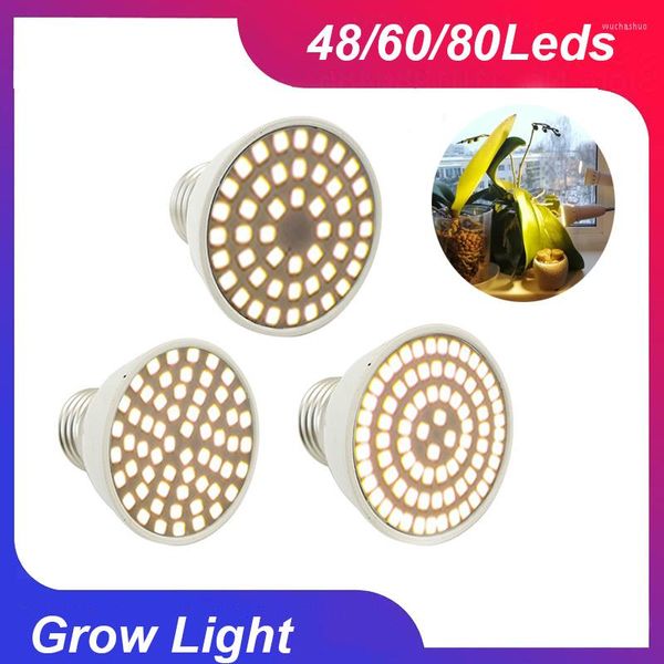 Luzes de cultivo E27 Lâmpada de lâmpada de led de soquete Spotlight 48 60 80LEDS Lampara Greenhouse Home Phytolamp Plant Flower Light