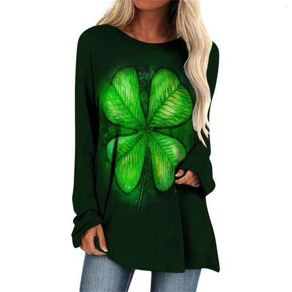 Camicette da donna Camicetta da donna con stampa foglia St. Patrick's Day Digital 3d Blusas Mujer De Moda 2023 Abbigliamento Kawaii Taglie forti Donna