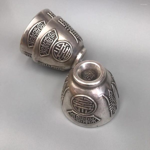 Copas pires 4pcs Metal Brass Gilding Tea Conjuntos 3 Modelos de padrões Managem de mão delicada