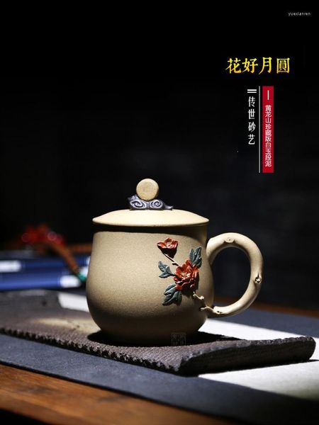 Tazze Piattini Yixing Zisha Tazza Teiera Regalo Uomini e donne non in ceramica I fiori cinesi hanno una buona luna piena