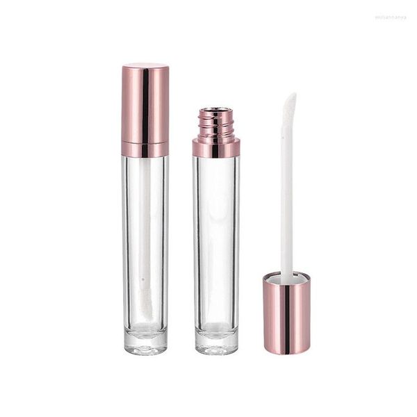 Bottiglie di stoccaggio 30/50 / 100PCS Tappo rotondo in oro rosa di alta qualità Tubo per bacchetta lucidalabbra vuoto 3,5 ml Contenitore cosmetico trasparente Liogloss con