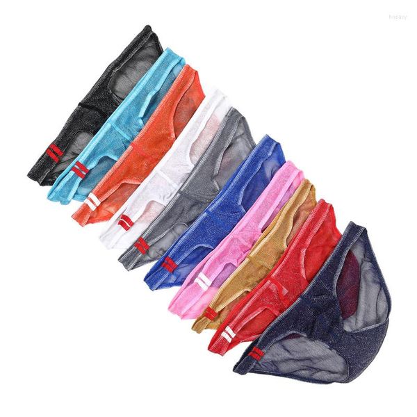 Underpants 10pcs/lot maschi briefs sexy biancheria intima mesh vedere attraverso mutandine di femminuccia gay a bassa ascesa ombre di lingua maschile