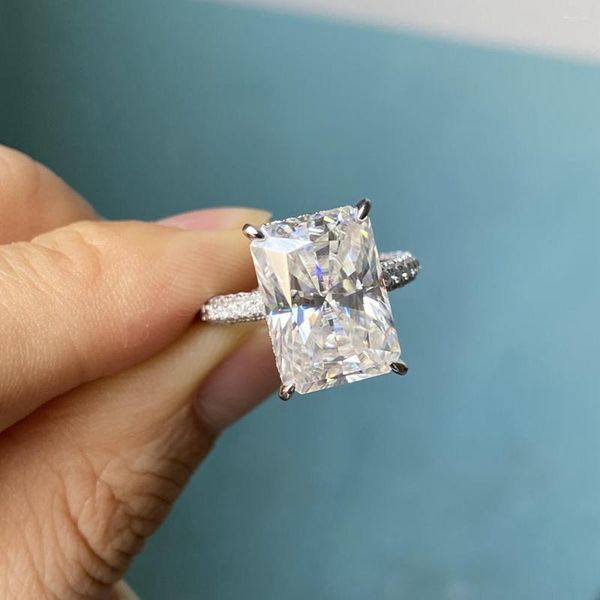 Ringos de cluster Tamanho personalizado pt950 platina 8 anel de ouro moissanita reall 10k 14k 18k Diamond Wedding noivado de casamento