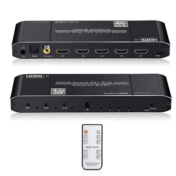 HD Switcher HDM2.0b4 Cut 1 с аудио разделения 4 в 1 Out HDCP2.2 4K60 Гц