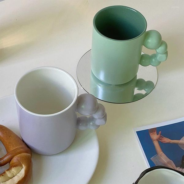 Tassen Retro Keramik Kaffeetasse mit Griff Nordic Styel Wassertasse Koreanische Wohnkultur Handgemachte Kunst Tee Frühstück Milch Geschenk