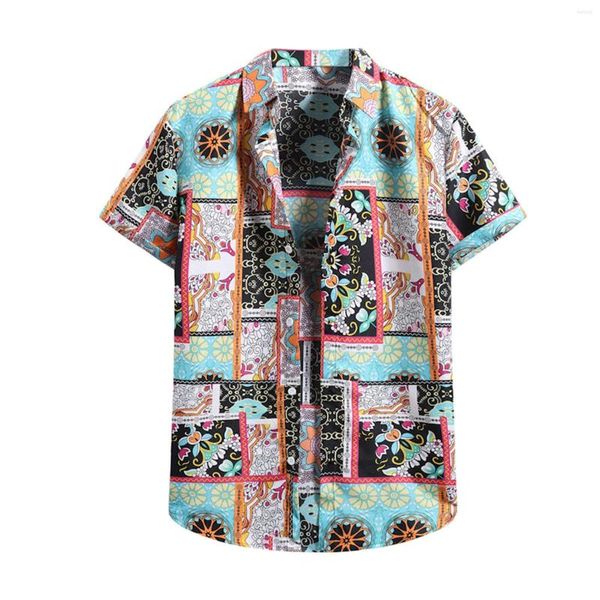 Herren-T-Shirts, hawaiianisches Herrenhemd, Blumen-Strand-Rollkragenpullover, kurze Strickjackenärmel, Herren, Business-Beachwear, Retro-Kleidung