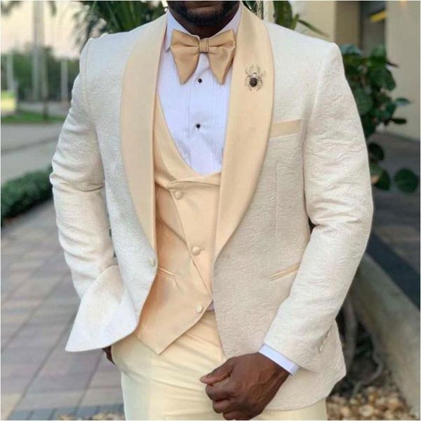 Erkekler Suits Blazers 2023 Düğün Damat Resmi Smokin Çiçek Stili İnce Fit Erkekler 3 Parça Ceket Yelek Pantolonlu Afrikalı Anzug Herren