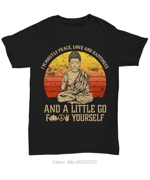 T-shirt da uomo I'm Mostly Peace Love Happiness Retro Buddha Namaste Yoga T Shirt Zen Master TeeCool Casual pride t-shirt da uomo Unisex Fashion 230303