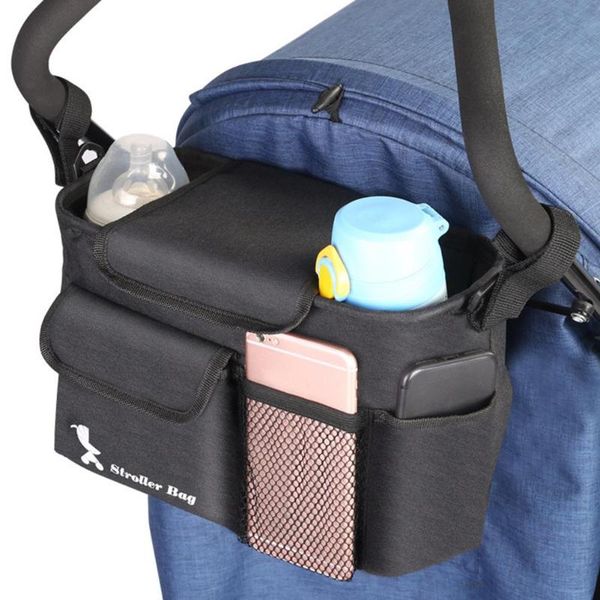 Borse per pannolini Borsa universale per passeggino Organizzatore nero Carrozzina da viaggio Carrozzina Buggy Carrello Accessori per bottiglie