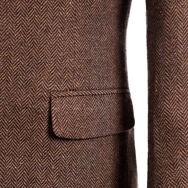 Abiti da uomo Ultimo Cappotto Pantaloni Design Marchio Marrone Abito in tweed Uomo Set Slim Fit Blazer da sposa personalizzato Smoking 3 pezzi (Giacca Gilet) Blazer