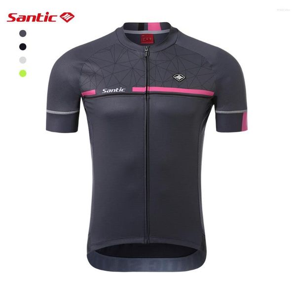 Jackets de corrida Santic Cycling Jersey Men Motocross Mangas curtas Tops Bike de bicicleta de estrada MTB de estrada respirável T-shirt T-shirt Asian Tamanho