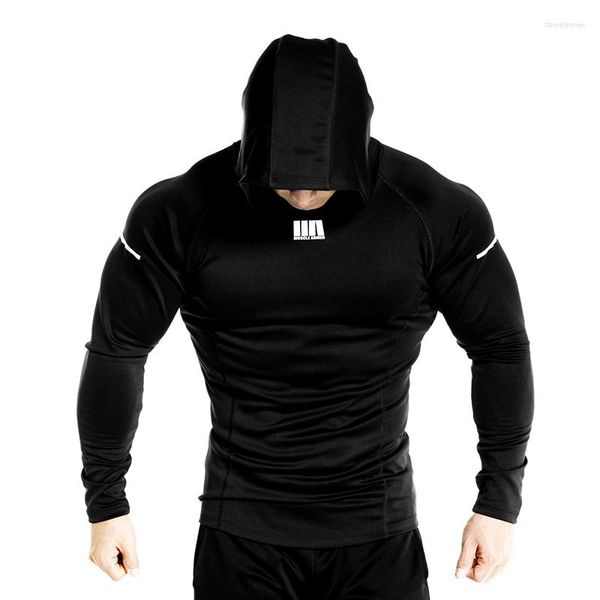 Felpe con cappuccio da uomo Uomo Marca Tinta unita Moda Casual Palestre Fitness Giacca con cappuccio Felpe in lycra maschile Abbigliamento sportivo