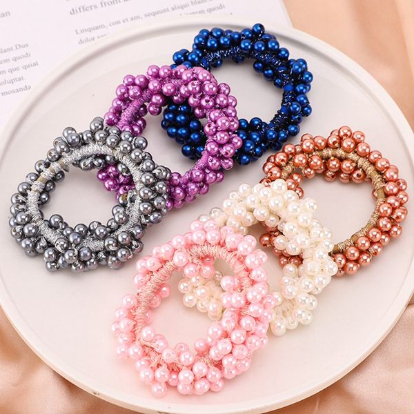 Mulheres Crystal Pearls Ribbon Ribbon Handmade maded Ponytail Titulares Rancos de cabelo para mulheres e meninas acessórios de cabelo 1833