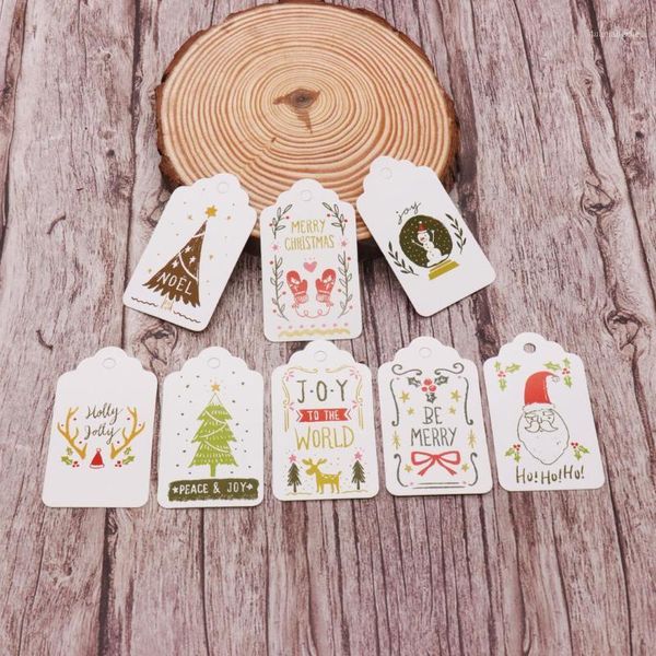 Noel dekorasyonları 50pcs/lot çok tarzı DIY benzersiz hediye kağıt etiketleri küçük kart isteğe bağlı dize zanaat etiketi etiket etiketi parti dekor1