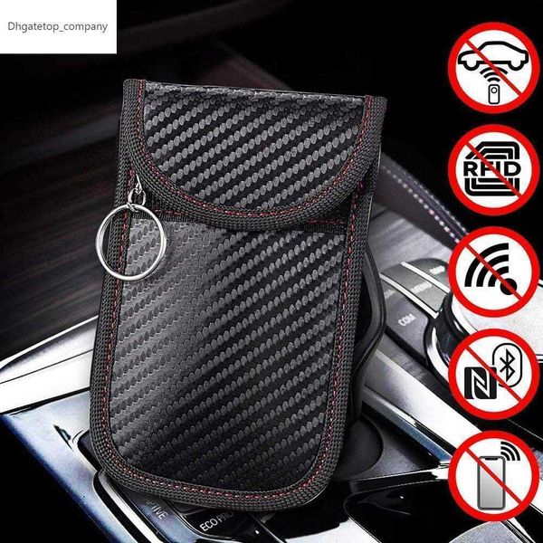 Car Key Signal New Blocker Case Buste in fibra di carbonio Cage Fob Pouch Keyless RFID Blocking Bag Protezione dalle radiazioni