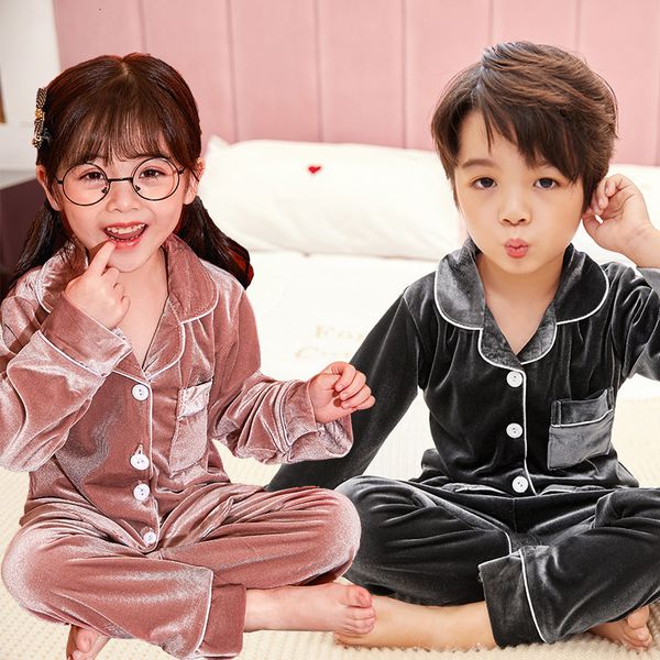 Pijama outono inverno crianças pajamas de veludo conjunto adolescente a veludo adolescente sono sono meninas loungewear kids de mangas longas de pijamas roupas de roupa inicial 230306