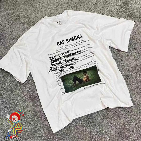 Мужские рубашки R RAF Simons Персонаж PO Письмовая печатная футболка с коротки