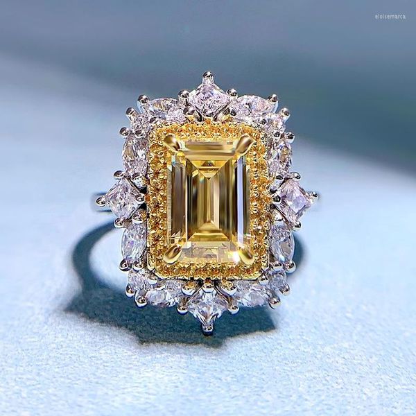 Кластерные кольца европейский и американский серебряный S925 Имитация Diamond 6 9 Кольцо простые щедрые украшения