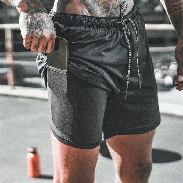 Herren-Shorts, Sommer-Fitness-Herren-Shorts, zweilagig, 2-in-1-Lauf-Trainingshose, innen eng und außen locker, Fitnesshose 230306