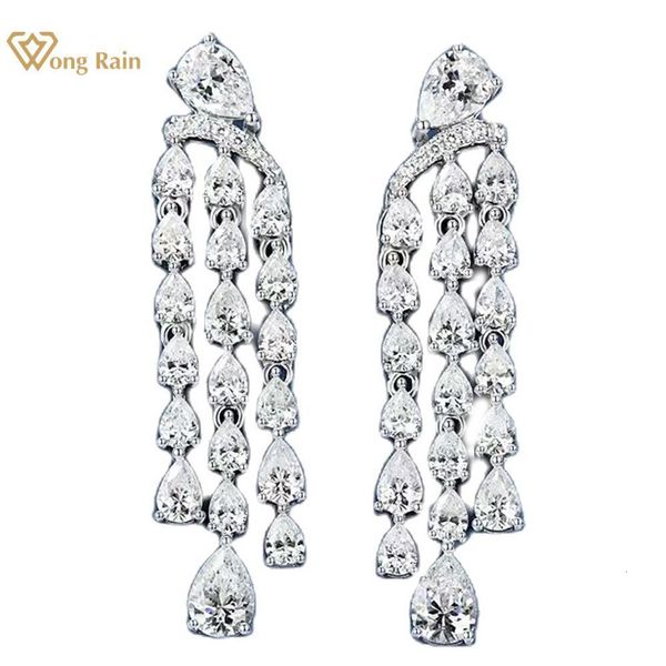 BUFF EAR Wong Rain 925 Laboratório de prata esterlina Sapphire diamantes de alto carbono Gemstone Party Tassel Brincos Dangle Brincos de jóias finas 230306