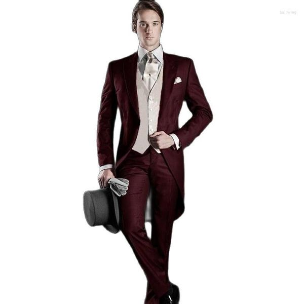 Ternos masculinos personalizam o estilo da manhã noivo Tuxedos Men Prom Dress Business Casat Caleat Sets de calça (gravata do colete da calça) K: 1300