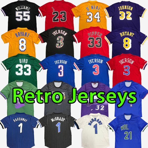 Tüm Retro Basketbol Formaları Vintage Top Star 09 10 Kral Buck T Shirts 76 Doğu Sixer Magics Williams Iverson O Neal Oneal Johnson Bryant