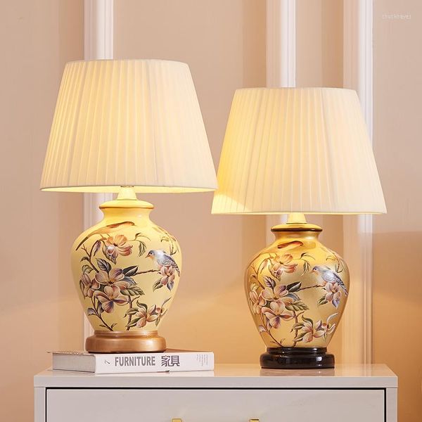 Lâmpadas de mesa, sala de estar de cabeceira de estilo europeu, lâmpada de decoração de cerâmica de cerâmica Americana, lâmpada de decoração lb100906