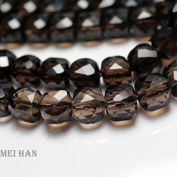 Collane di perline Meihan Natural 8*8 mm Fumi sfacciati in quarzo perle gemme sciolte per gioielli per la produzione di gioielli Design fai -da -te 230306