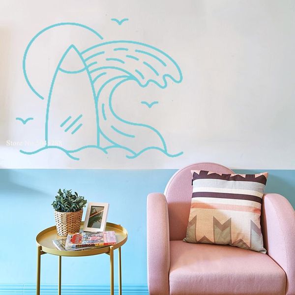 Adesivos de parede as ondas para a sala de estar decoração de decoração de cor de personalização de cor, papel de parede Proteção Ambiental Z173