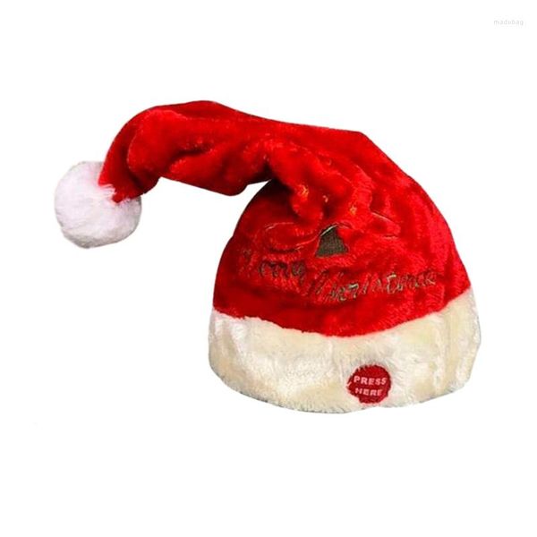 Promozione decorazioni natalizie! Cappello elettrico Cappello musicale ricamato in velluto Decorazione per feste Regalo Altalena Babbo Natale