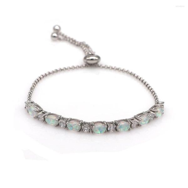 Strang JLB-033 Blau Weißer Feueropal Großhandel Modeschmuck Für Frauen Geschenk Verstellbares Armband