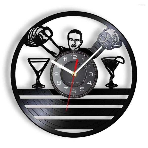 Orologi da parete Orologio da barista Pub Bar Barman Business Segno appeso Wine Guy Decorativo Cocktail Art Vintage Record