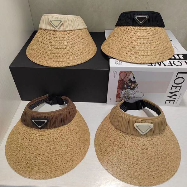 Designer Sun Visor Hat Hat Men e Feminino em forma de balde de verão Hapsa de lazer Sun Visor Hat espessado Triângulo ao ar livre Praia Caso de beisebol Cap de tênis de golfe