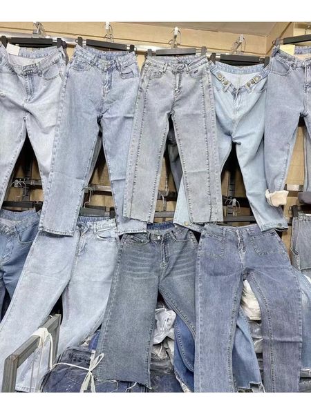 Jeans femininos pernas largas Chapping calça larga no atacado com defeitos femininos e produtos defeituosos 230306